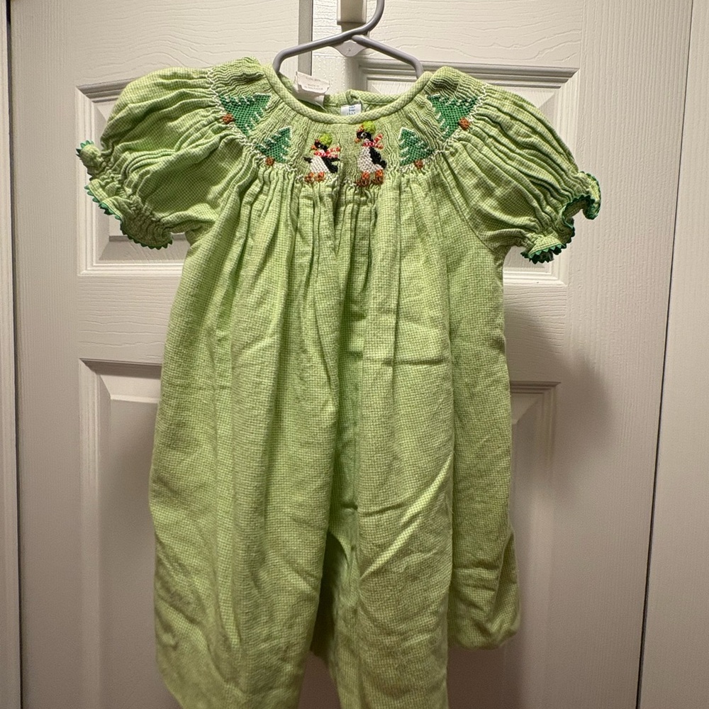 Charming Green Smocked Baby Dress
